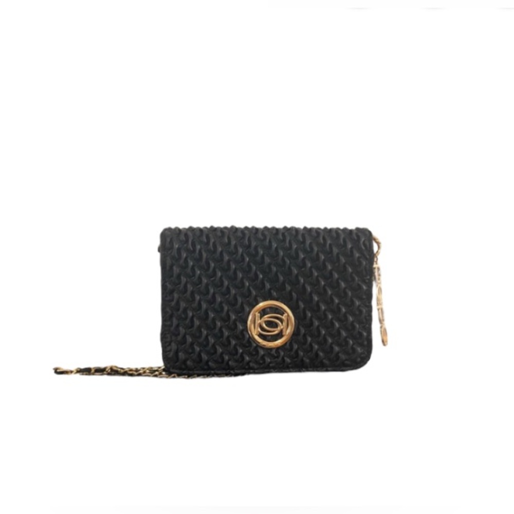 Bebe Erika Ruched Black Flap Crossbody Hand Shoulder Bag NWT